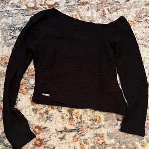 Missguided Black Long Sleeve Crop Top